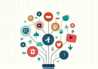 Illustration of social media icons with arrows indicating sharing